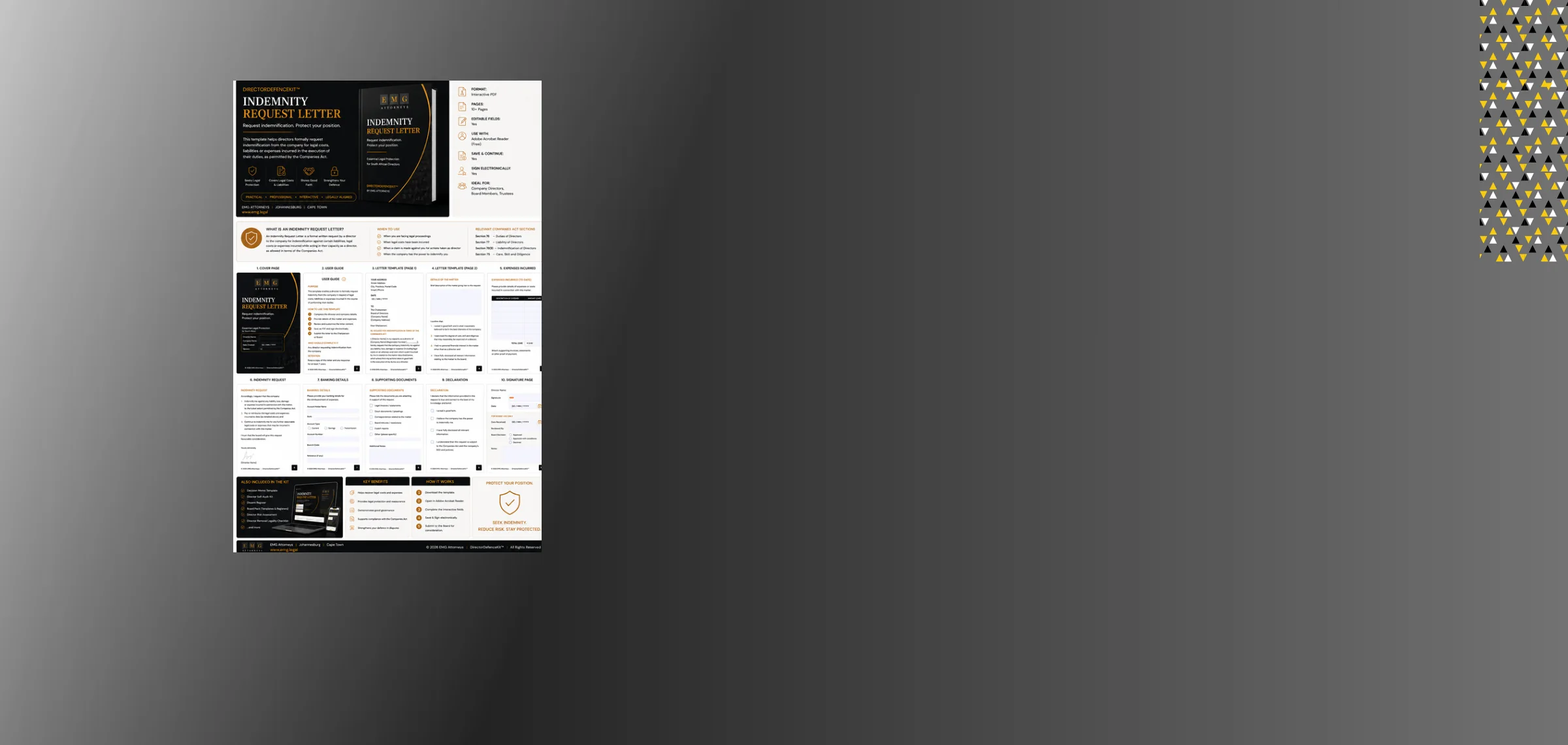 Preview pages of the Indemnity Request Letter